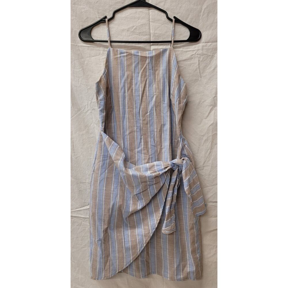 Altar'd State Striped Midi Dress Wrap Blue and Gray Women's Small